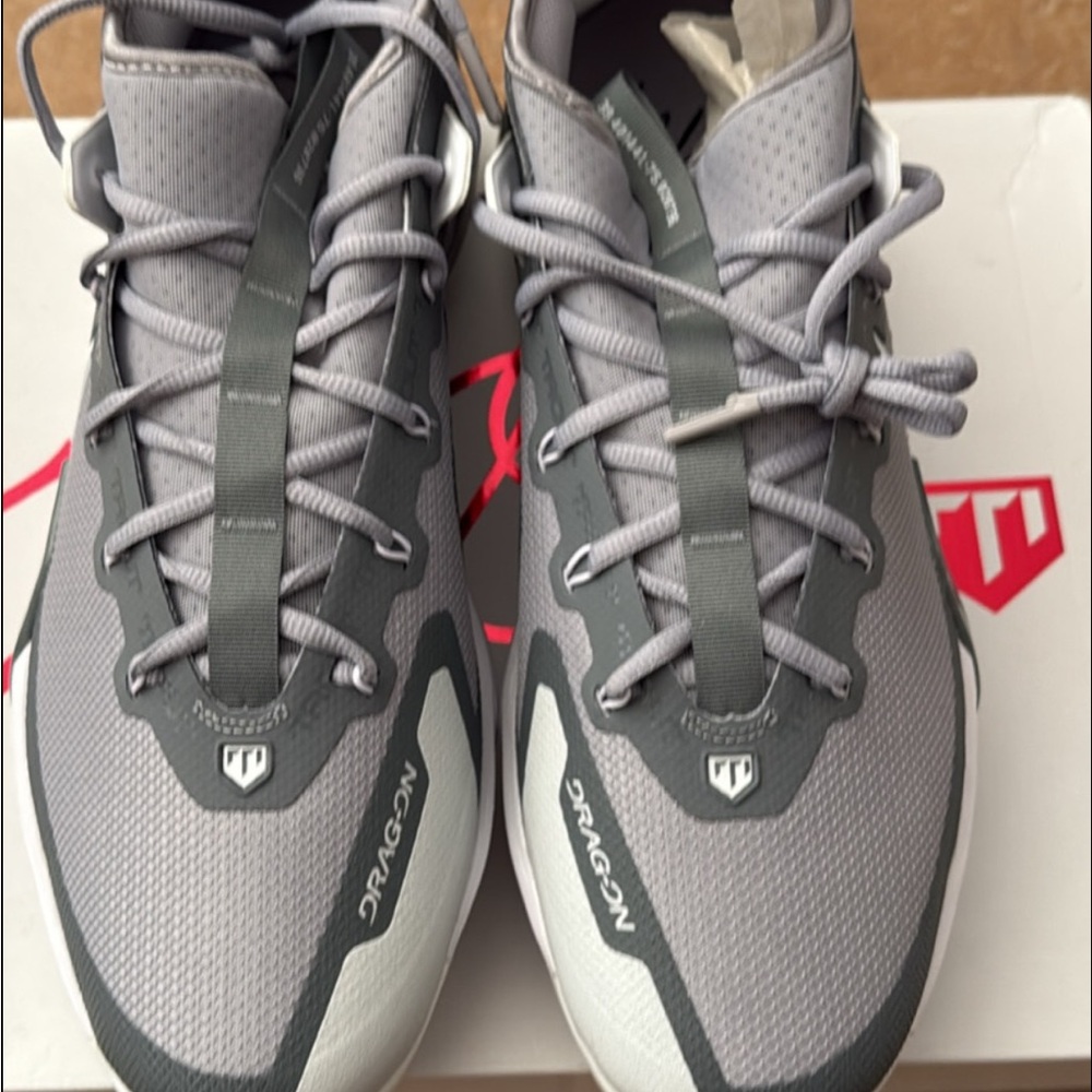 Nike Gray and White Baseball Cleats
